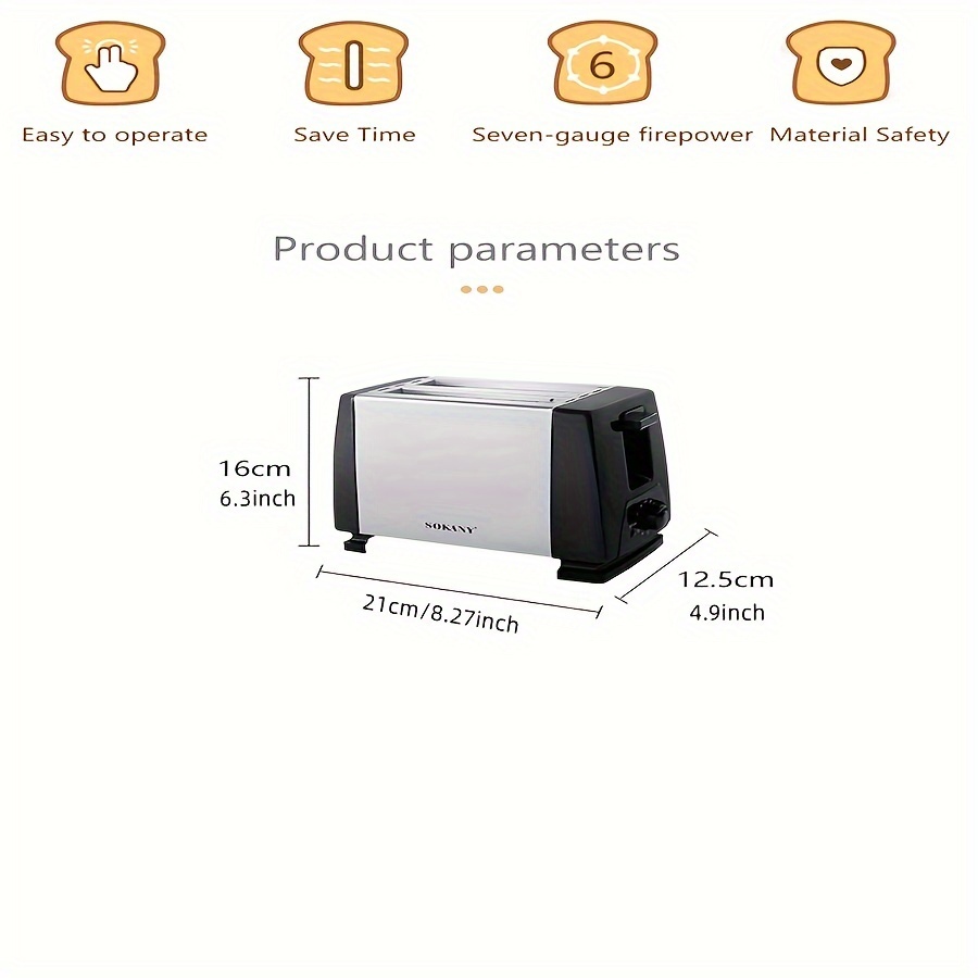 1pc, Electric Toaster, 2 Slice Toaster, Home Use Automatic Breakfast  Machine, Multi-function Toaster Bread Maker, Kitchen Accessories Baking  Supplies