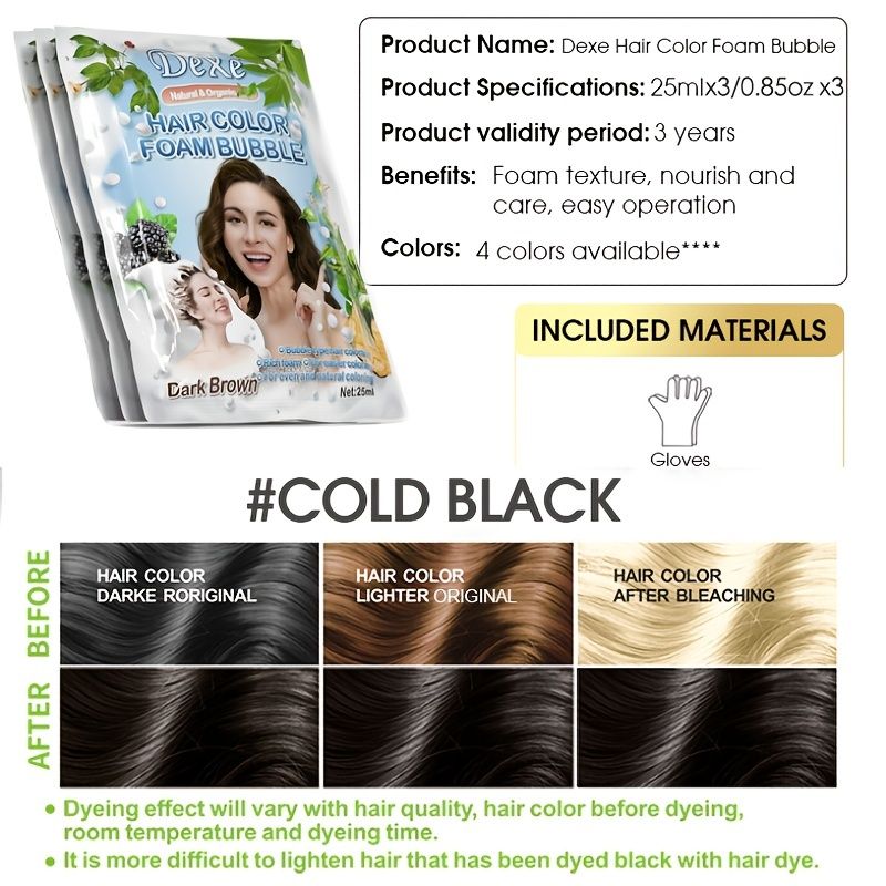 Hair Color Foam Bubble Hair Dye Anti Hair Fall Hair Color Pure Plant  Natural Based Hair Color Dye At Home Dark Brown 25ml 3 - Beauty & Personal  Care - Temu