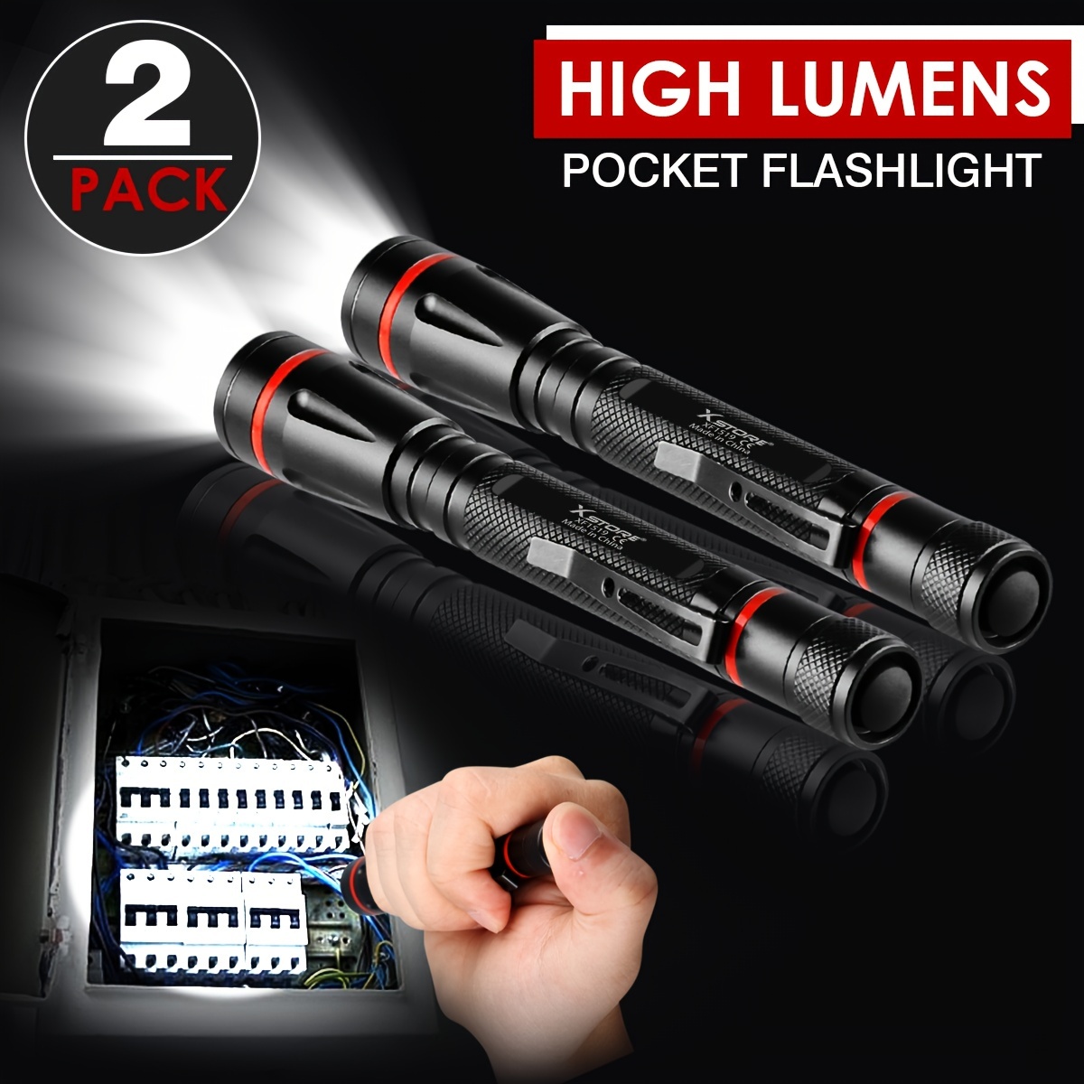 Mini linterna de 3 modos, linternas pequeñas LED potentes lúmenes altos  tácticos con clip, linterna compacta de bolsillo portátil delgada para