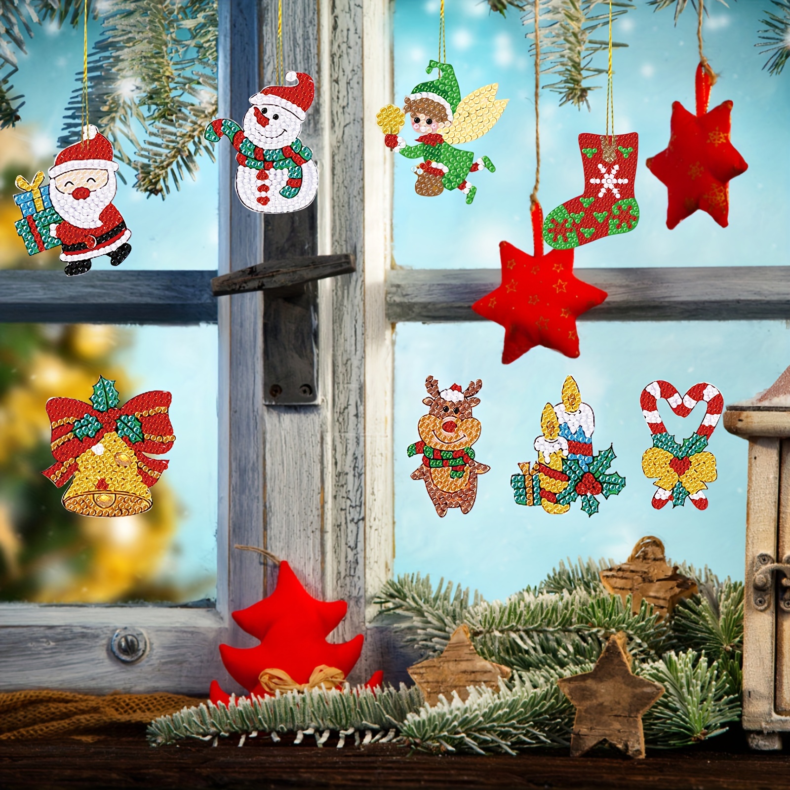 1 Set of DIY Diamond Painting Christmas Pendant Christmas Tree Hanging  Pendant Cute Diamond Painting Pendant Decorative