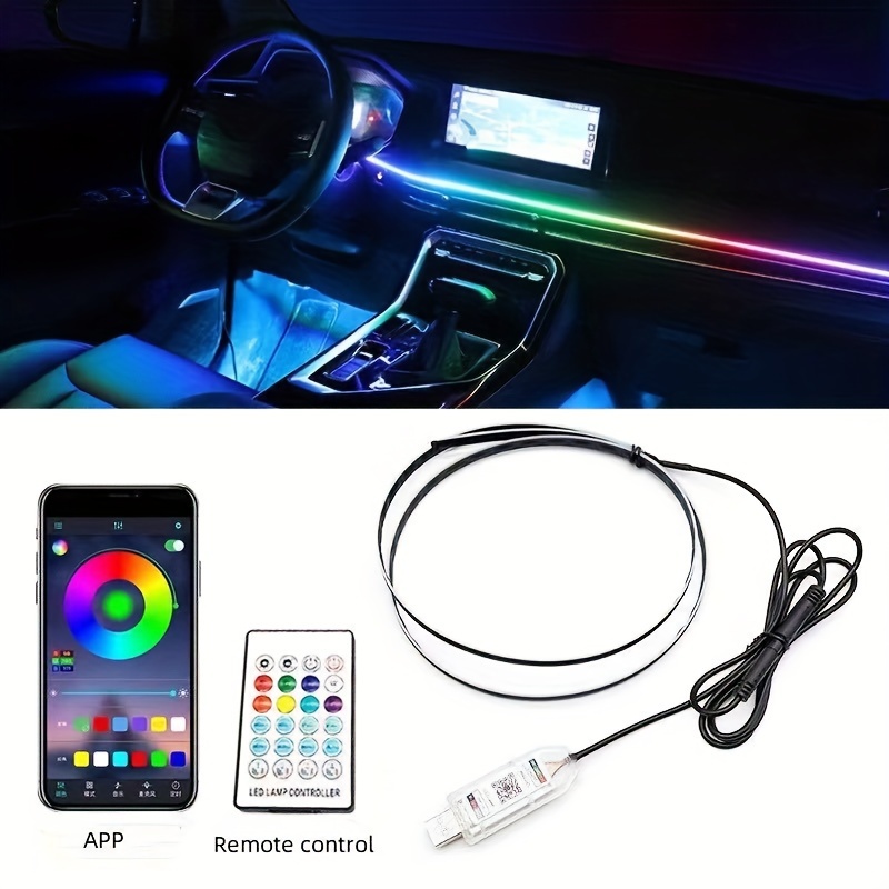 Neon Car Led Strip Light Rgb Usb Ambient Led Lighting Kit - Temu