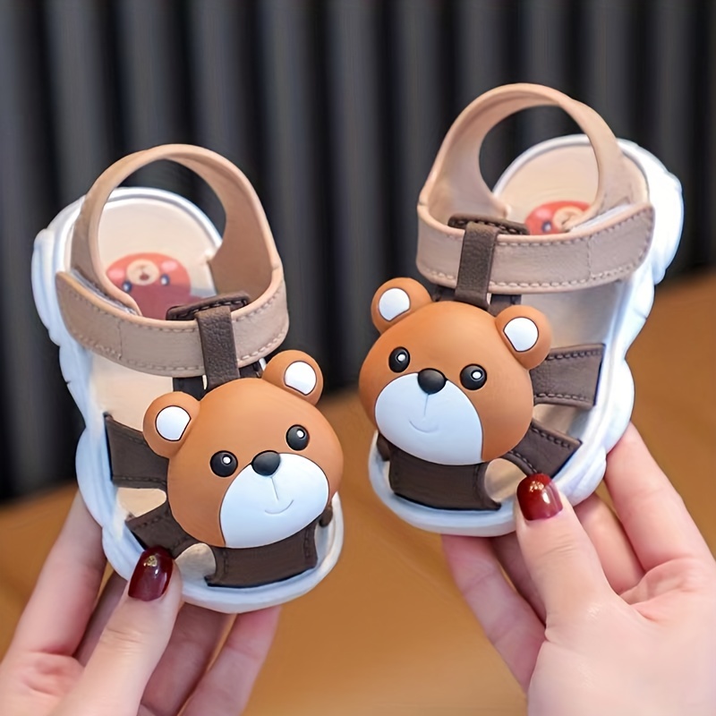 Baby Boys Girls Kawaii Cartoon Bear Hook Loop Sandals - Temu