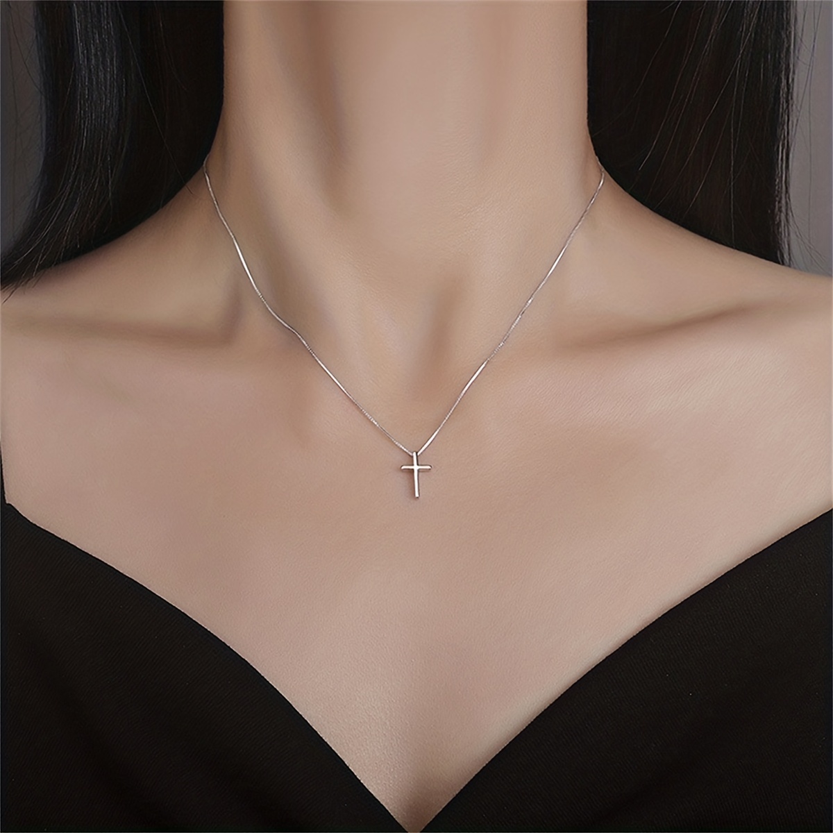 Women's Minimalist Tiny Cross Pendant Necklace, Gift for Her