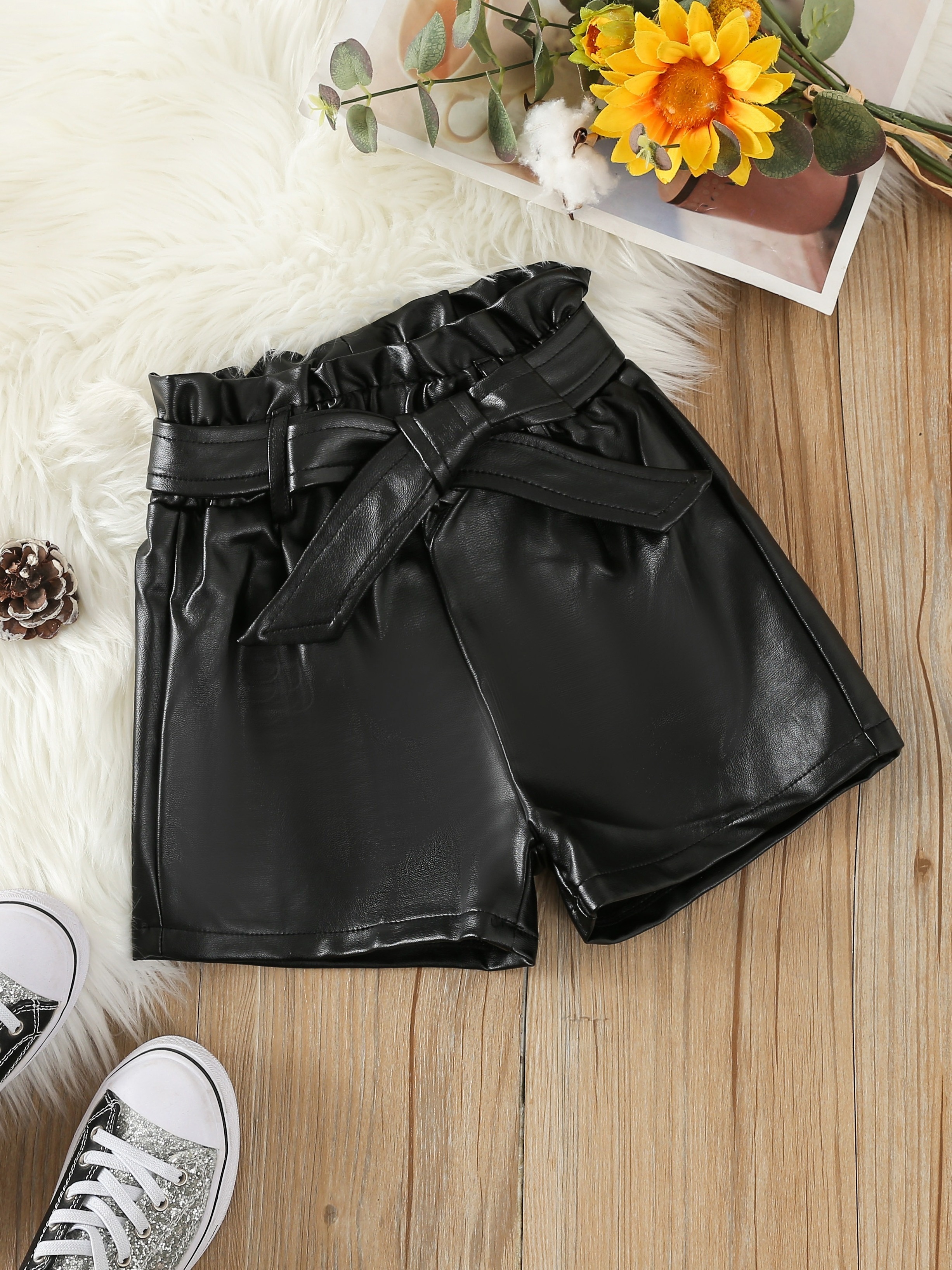 Faux Leather Shorts - Temu
