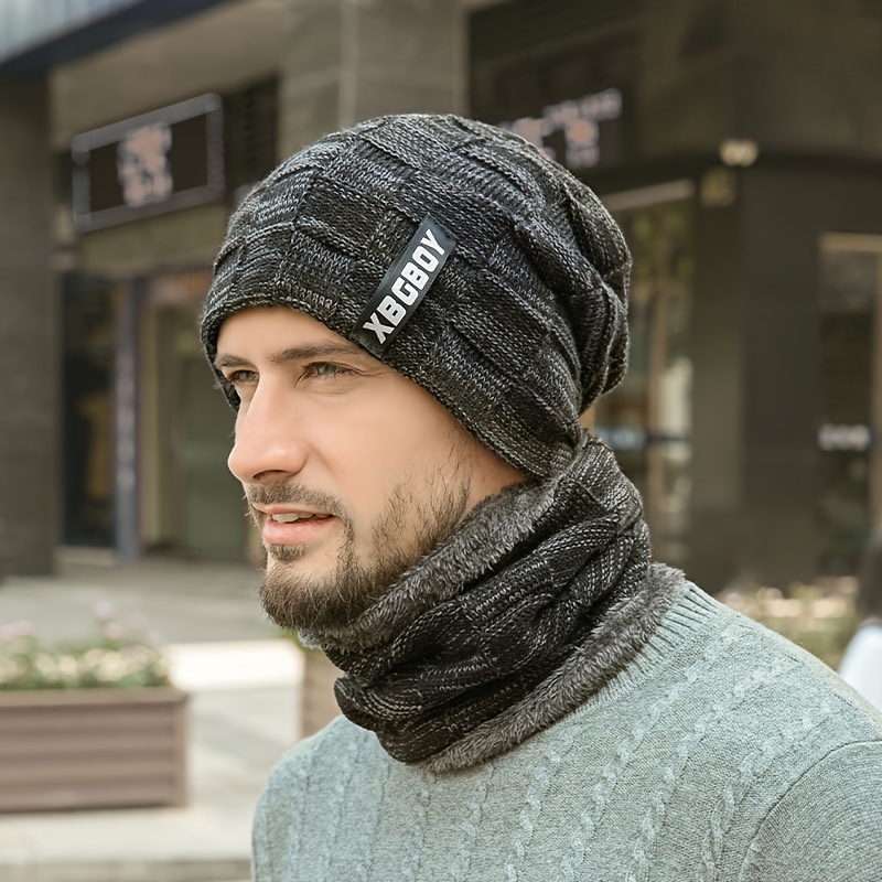 Conjunto de gorro de invierno, bufanda, guantes para pantalla táctil, para  hombres y mujeres, juego de calentador de cuello con forro polar de punto