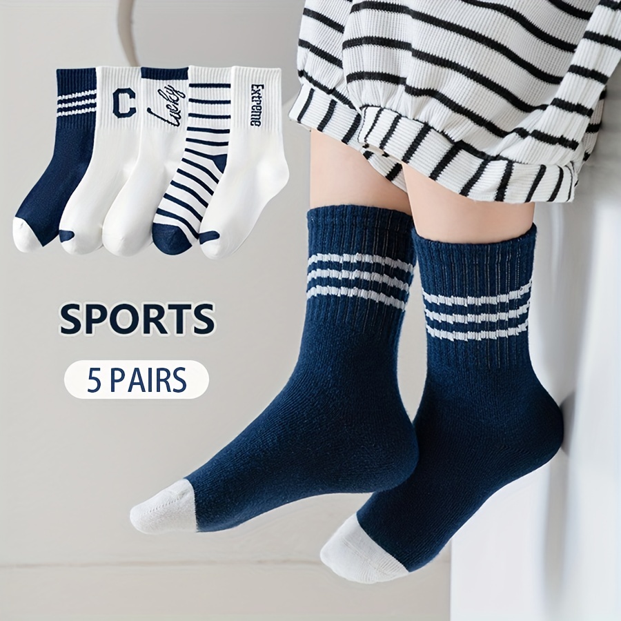 Calcetines de baloncesto a rayas para niño, medias deportivas con