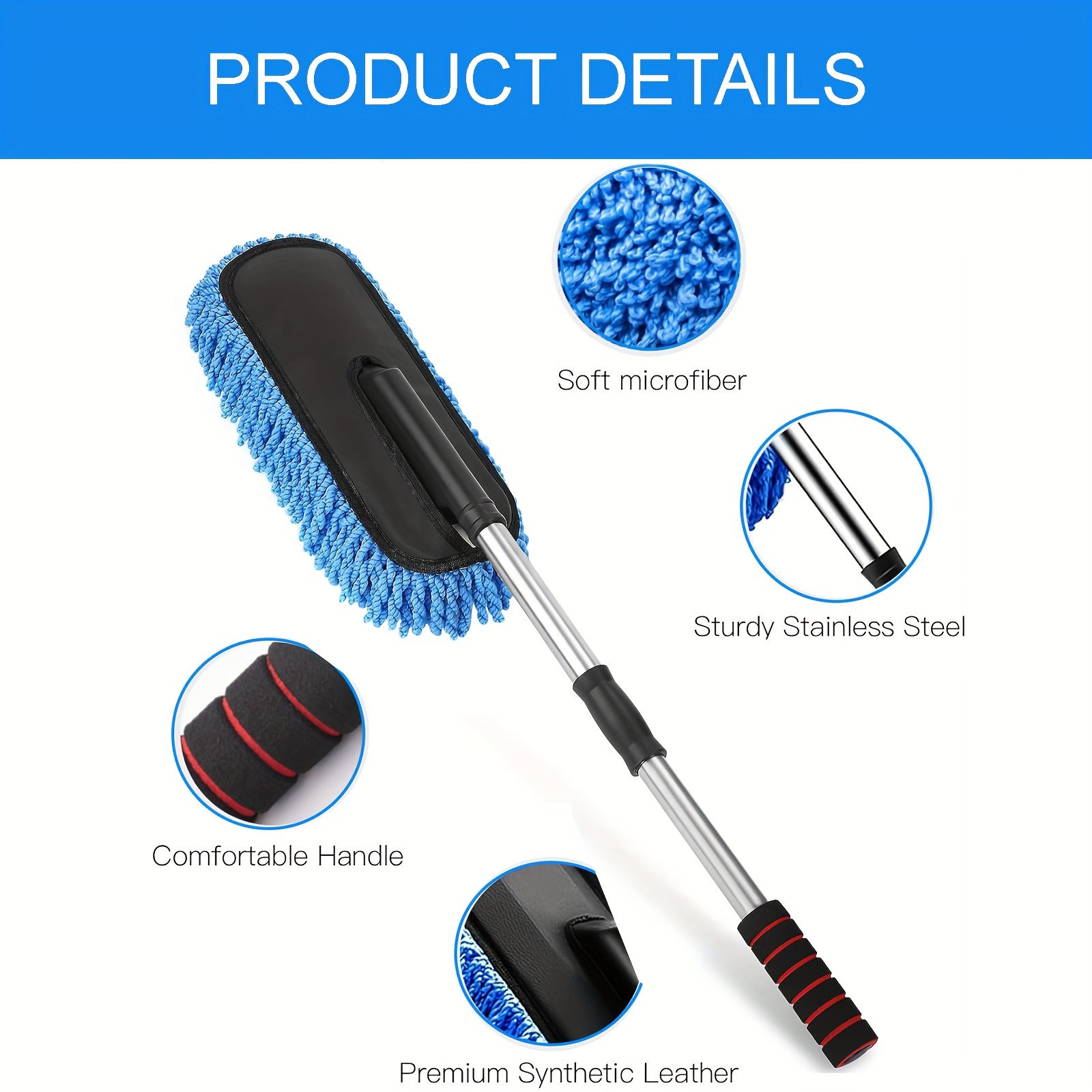 Car Duster Exterior Scratch Free - Premium Microfiber Duster For Car - Long  Secure Extendable Handle - Large Duster For CarTruck, SUV, RV & Motorcycle