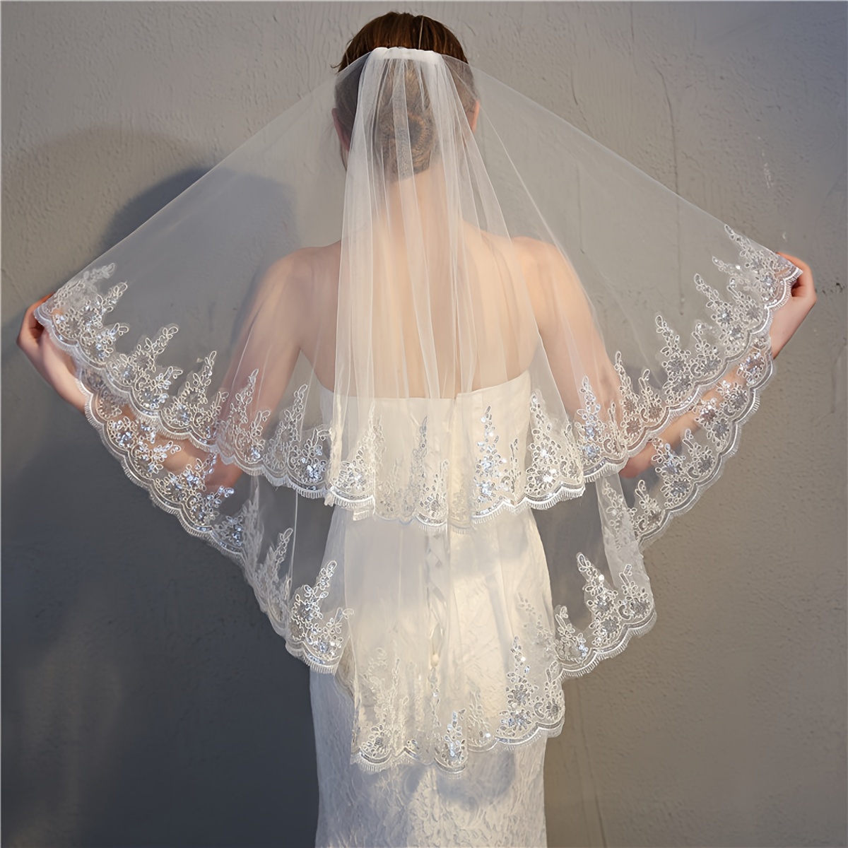 Oversized Baroque Church Veil Ivory Imitation Pearl Bridal Veil Elegant Wedding  Bridal Head Cover Veil - Temu