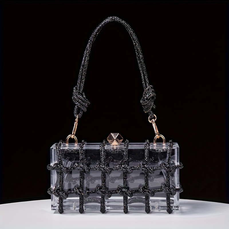 Ryxuzer Acrylic Evening Clutch - Marbled Champagne Crossbody Bag For Women