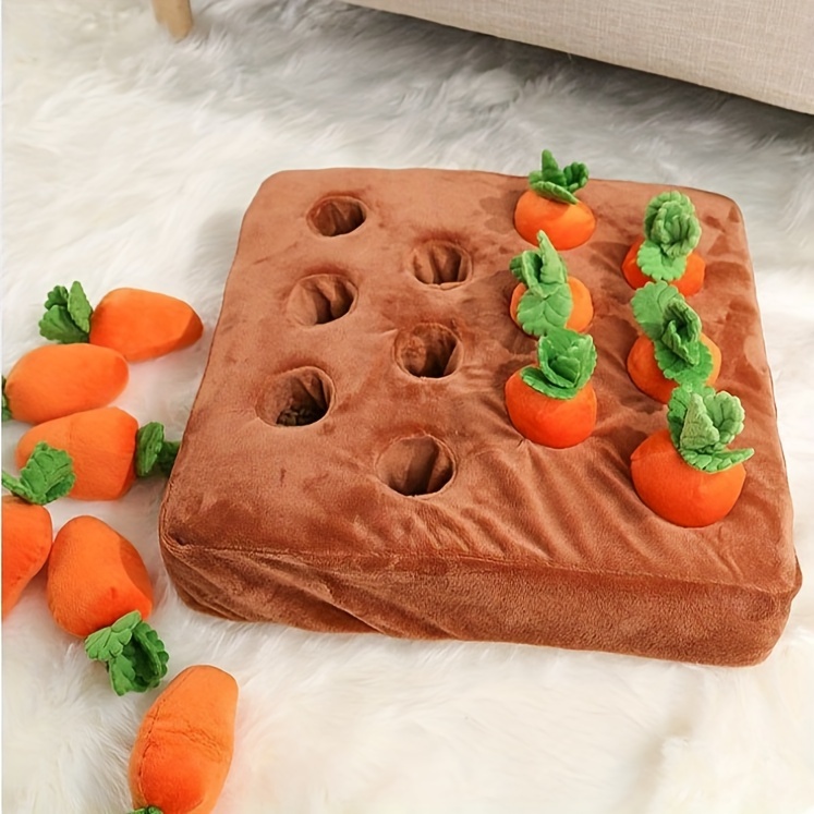 Cute Carrot Dog Toy Interactive Mat for Dogs Plush Puzzle Toy Non-Slip  Simulating Radish Field for Pet Cat Dog Stress Relief Toy