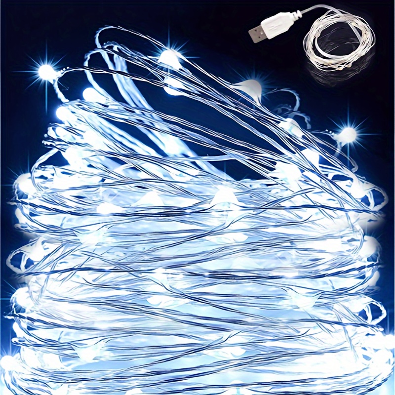 1 Pack, LED Mini Lights for Wedding Dormitory, Bedroom, Party, Holiday, Tapestry, New Year, Wedding Decoration String Lights, Birthday Decoration String Lights Garden Holiday Decoration, Valentine'S Day Bouquet Decoration, Fairy Lights, USB Powered Lights for DIY Wedding Party Bedroom Christmas Battery Included Valentine'S Day Gift Flower Decoration (White)