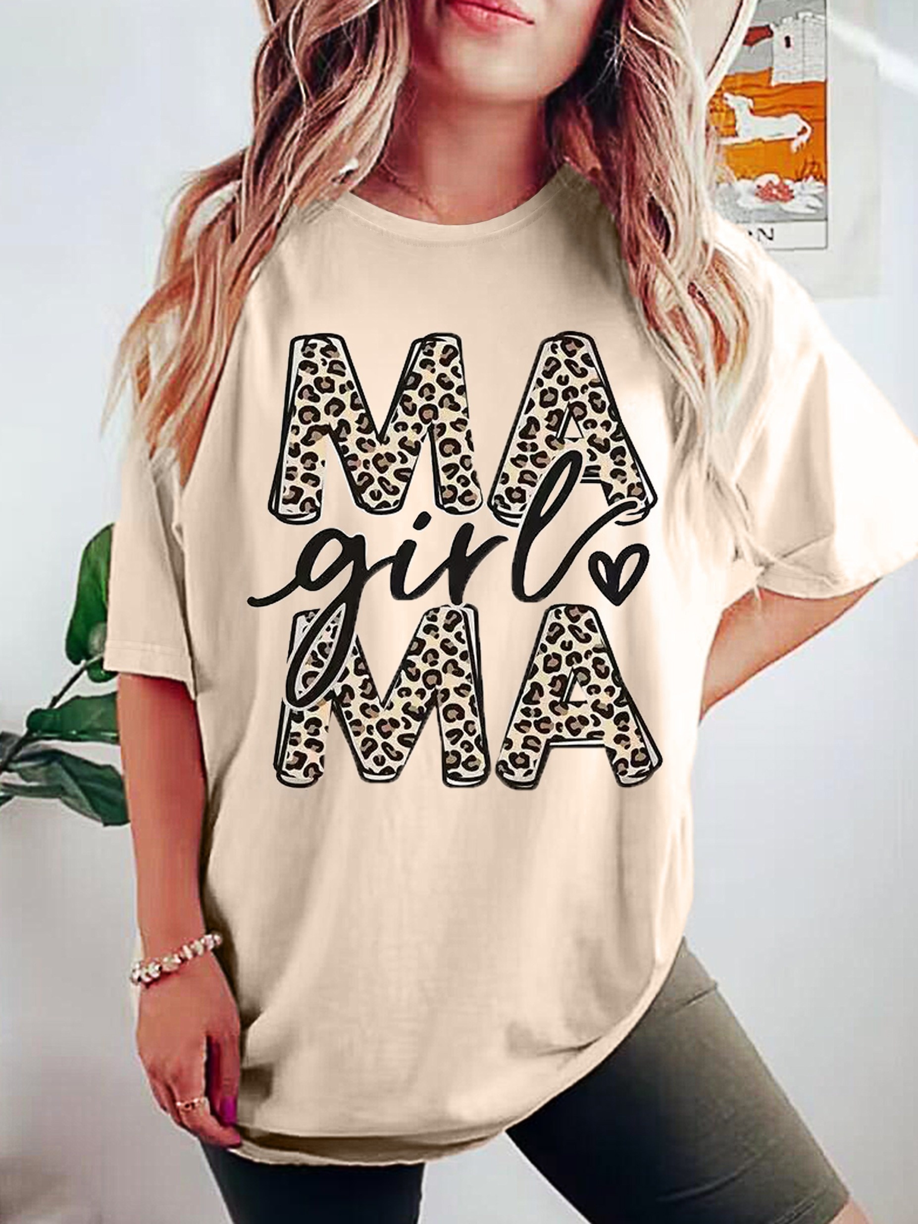 Womens Madre Leopard Print T-Shirts Short Sleeve Mama Shirts Cheetah Mom  Graphic Tees Tops S Mama at  Women's Clothing store