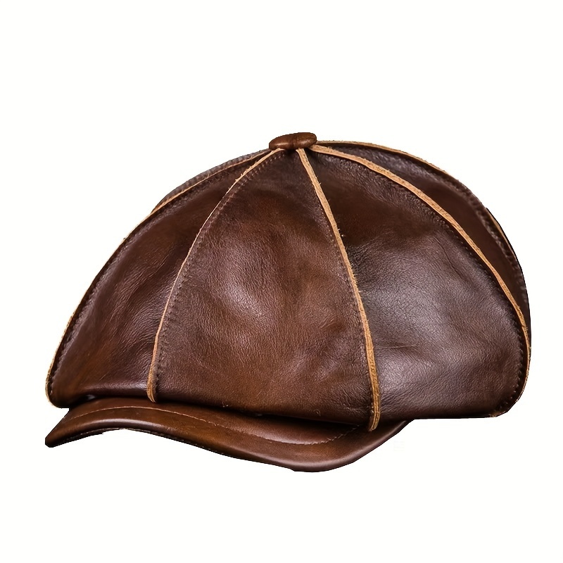 Men Leather Hat - Temu