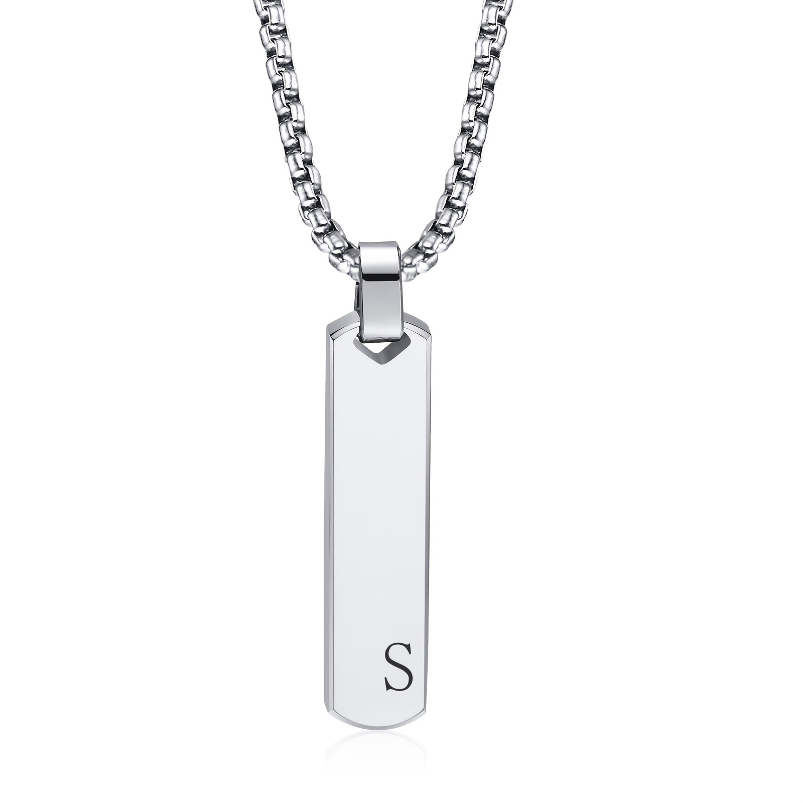 Letter Necklace Pendant 304 304 304 304 Stainless Steel Letter Necklace Pendant High Polished Three-dimensional Long Strip Fashion Pendant Men's Pendant
