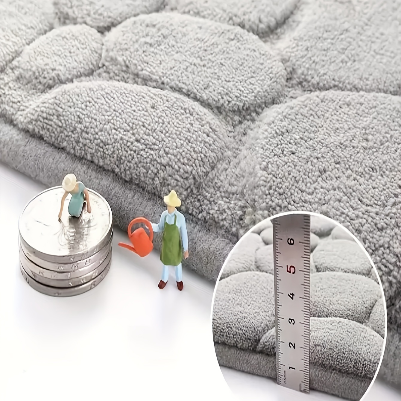 Memory Foam Bathroom Rugs Set Cobblestone Embossed Ultra - Temu