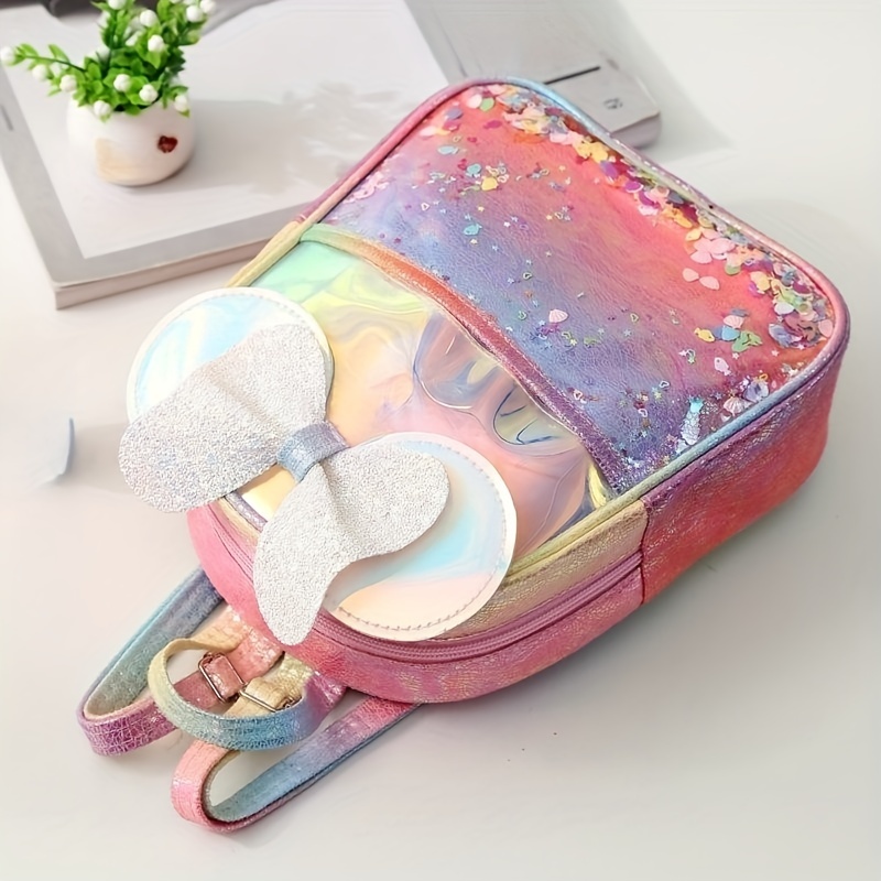 Kids Bow Wings Decor Sequins Backpack