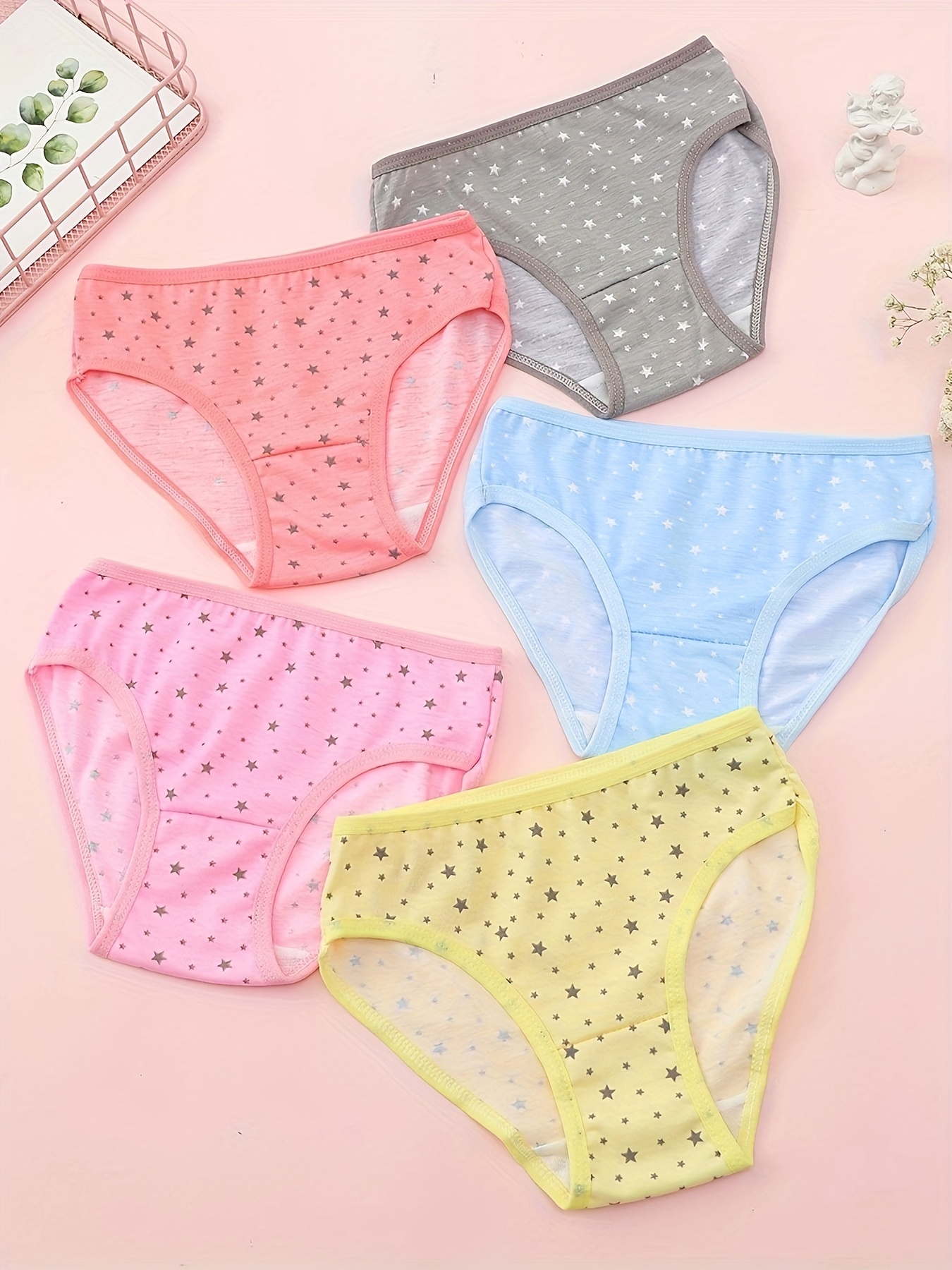 10pcs Girl s Breathable Cotton Briefs Cartoon Pentagram Pattern Panties Kid s Underwear