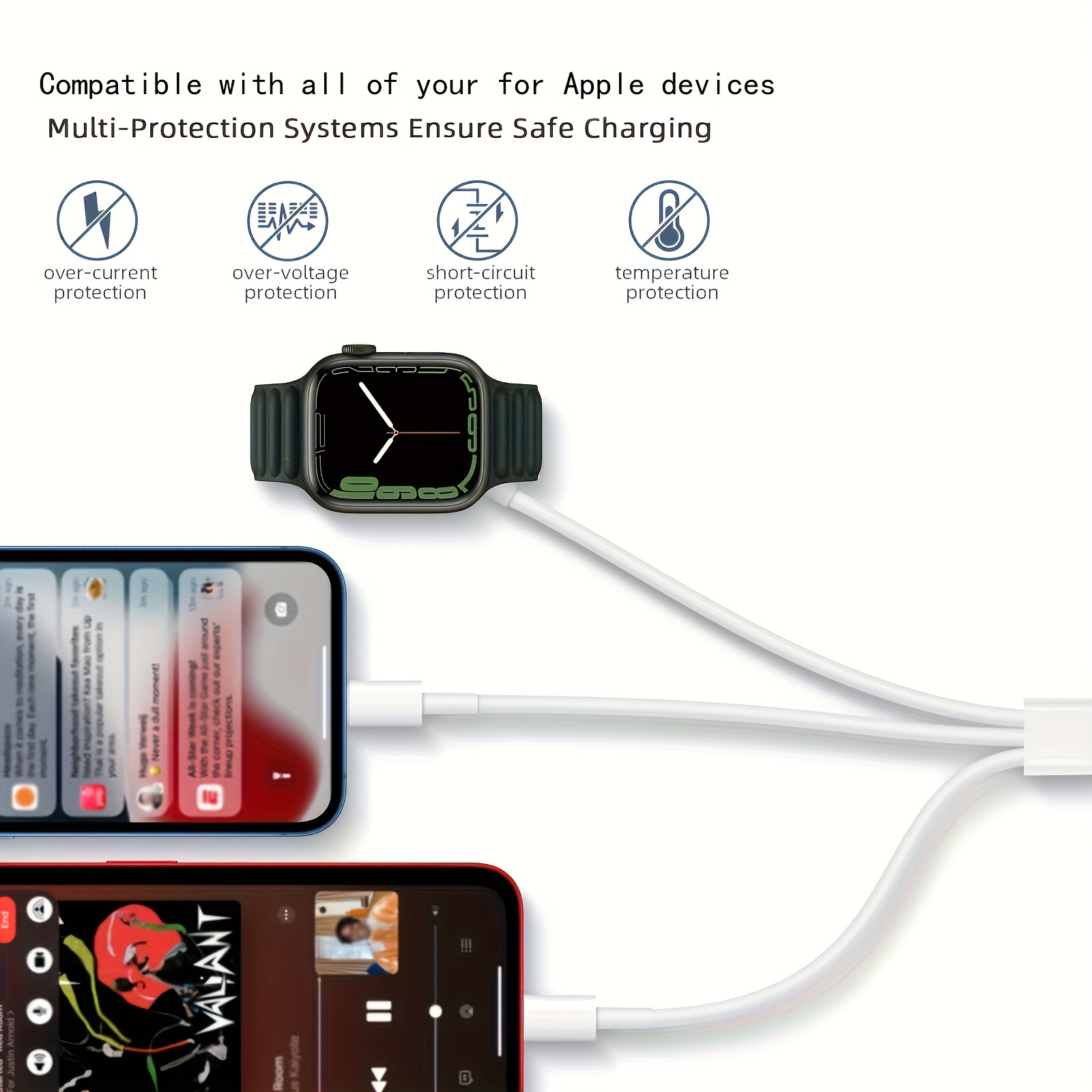 Cargador magnético de carga rápida para Apple Watch, carga inalámbrica  magnética compatible con iWatch Series Ultra/9/8/7/6/SE/SE2/5/4/3/2-[3.3  pies]