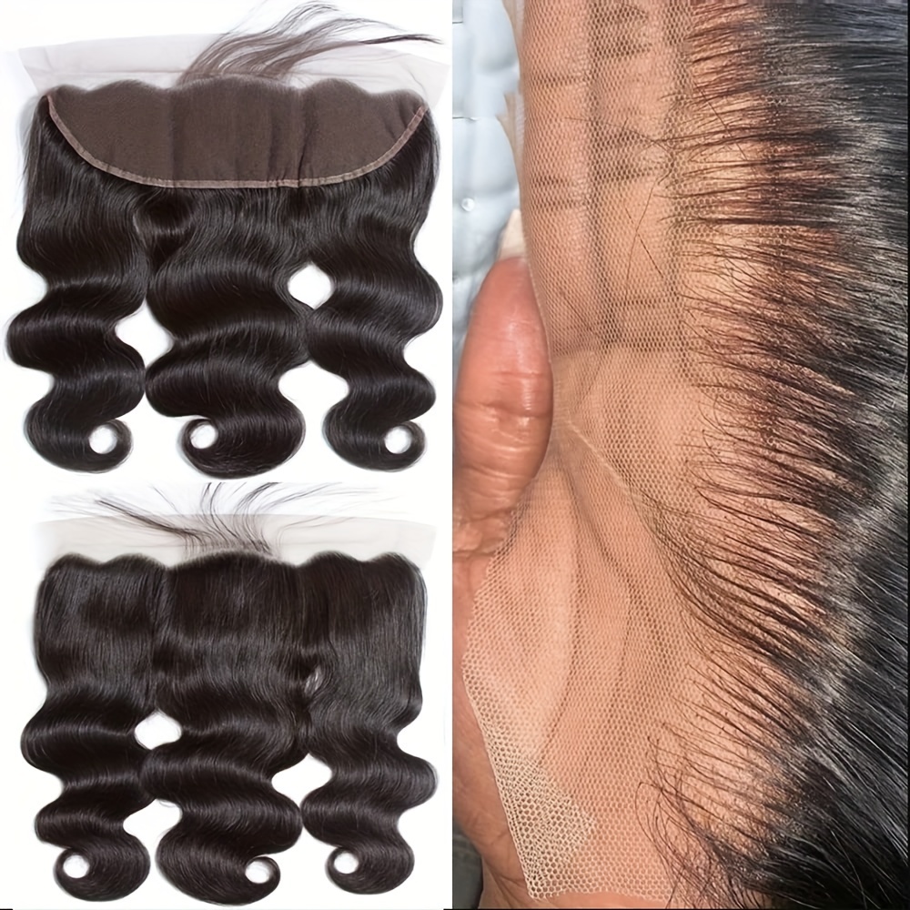 13x4 Transparent Lace Frontal Closure Only Straight Hair 4x4 Lace Closure  Natural Black Brazilian Remy Human Hair Pre Plucked