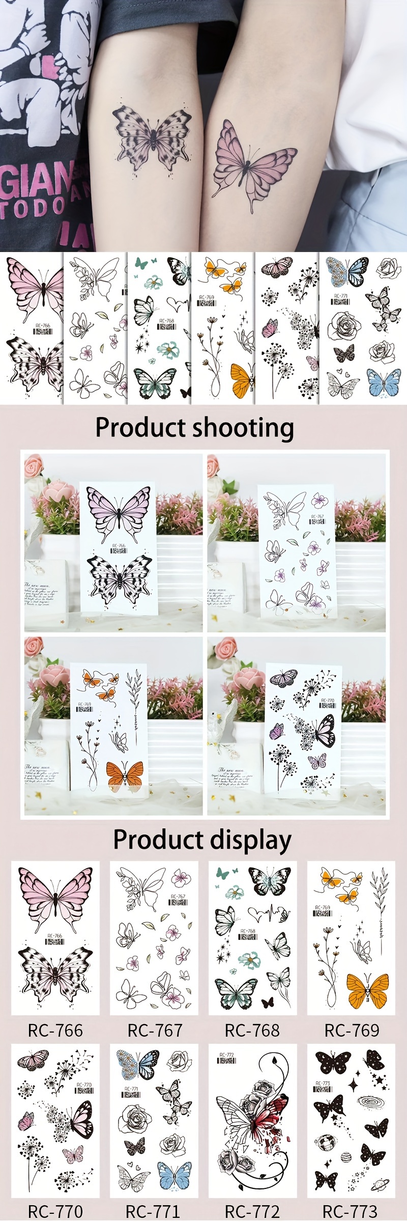 Flower Tattoo Sticker Women Body Face Arm Leg Tattoo - Temu