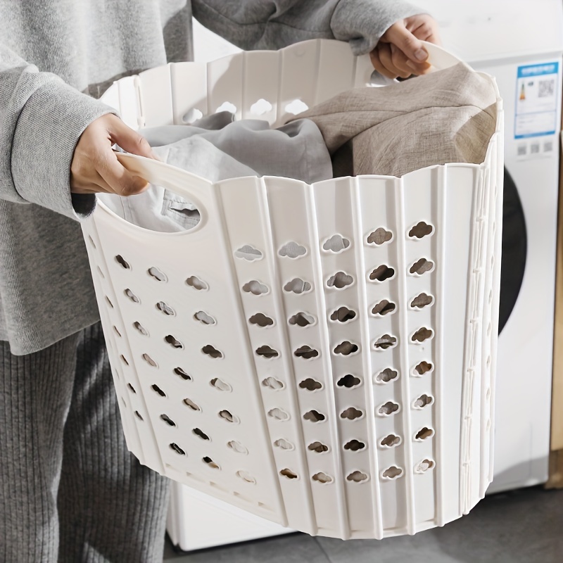 1pc Collapsible Plastic Laundry Basket Hollow Out Wall Mounted Foldable  Laundry Basket Household Dirty Clothes Storage Basket Bathroom Basket  Bucket - Home & Kitchen - Temu Netherlands