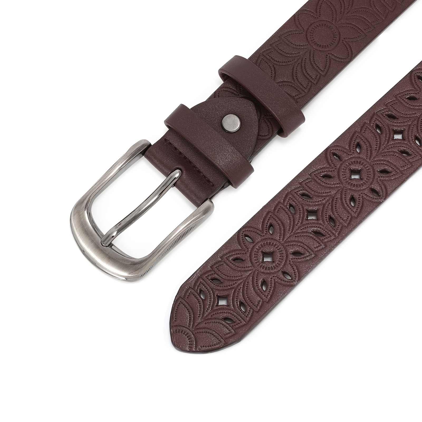 Wide Hollow Pu Leather Belt for Women with Pin Buckle