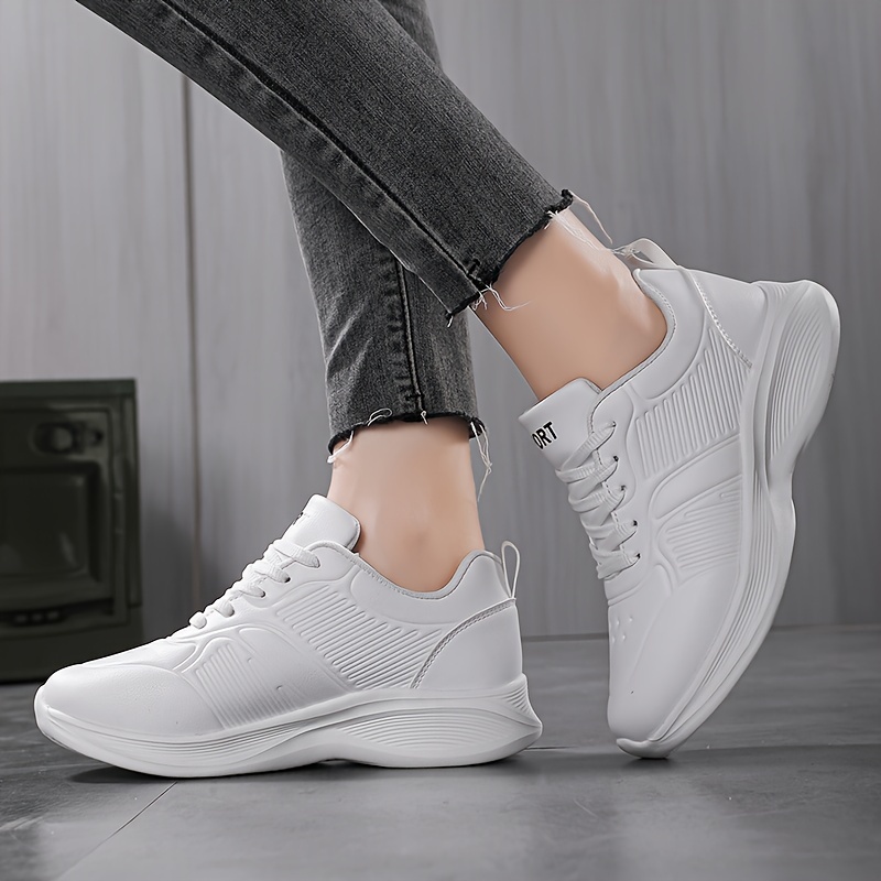 Women's Lace-up Athletic Sneakers - Letter Pattern, Waterproof, Non-slip