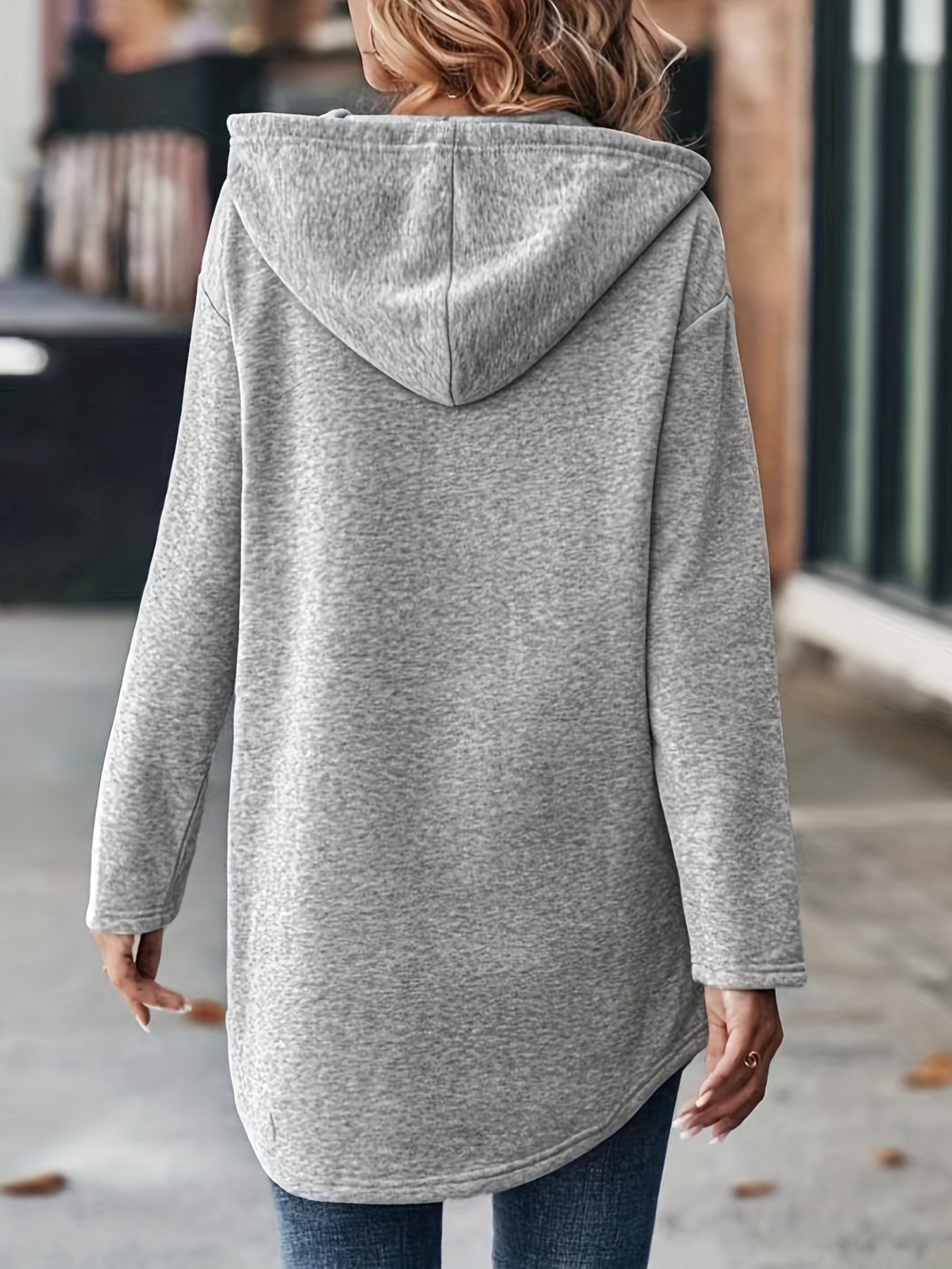 RQYYD Women Oversized Hoodies Solid Casual Long Pullover Sweatshirt Sexy  High Split Hem Hoodie with Kangaroo Pocket 