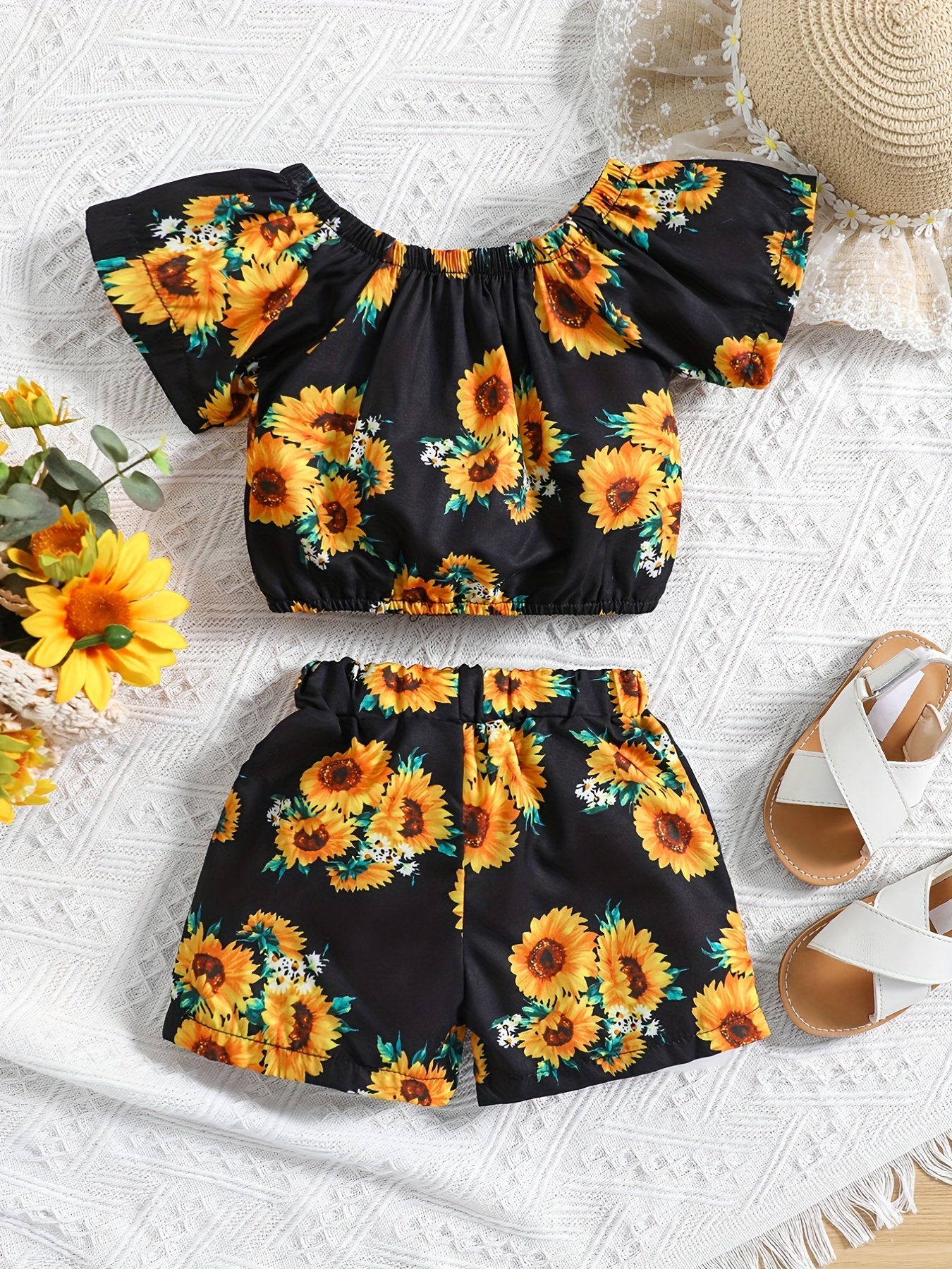 Floral Crop Top / Shorts Set, cute & little