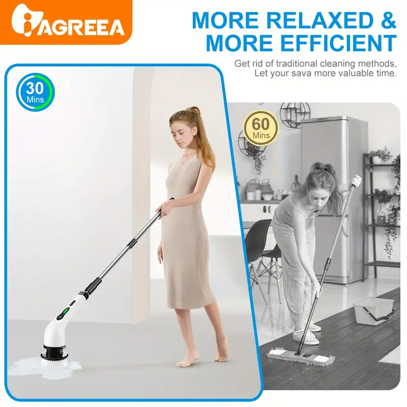 Electric Cleaning Brush, Electric Rotary Floor Scrubber, Wireless Electric  Rotary Scrubber, Replaceable 8 Brush Heads And Adjustable Extension Handle,  360 Cordless Cleaning Brush For Bathroom, Bathtub, Tiles, Cleaning Tools -  Temu