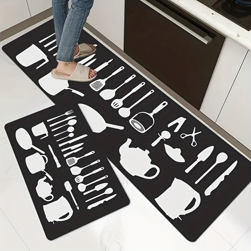 1pc Kitchenware Pattern Kitchen Rug