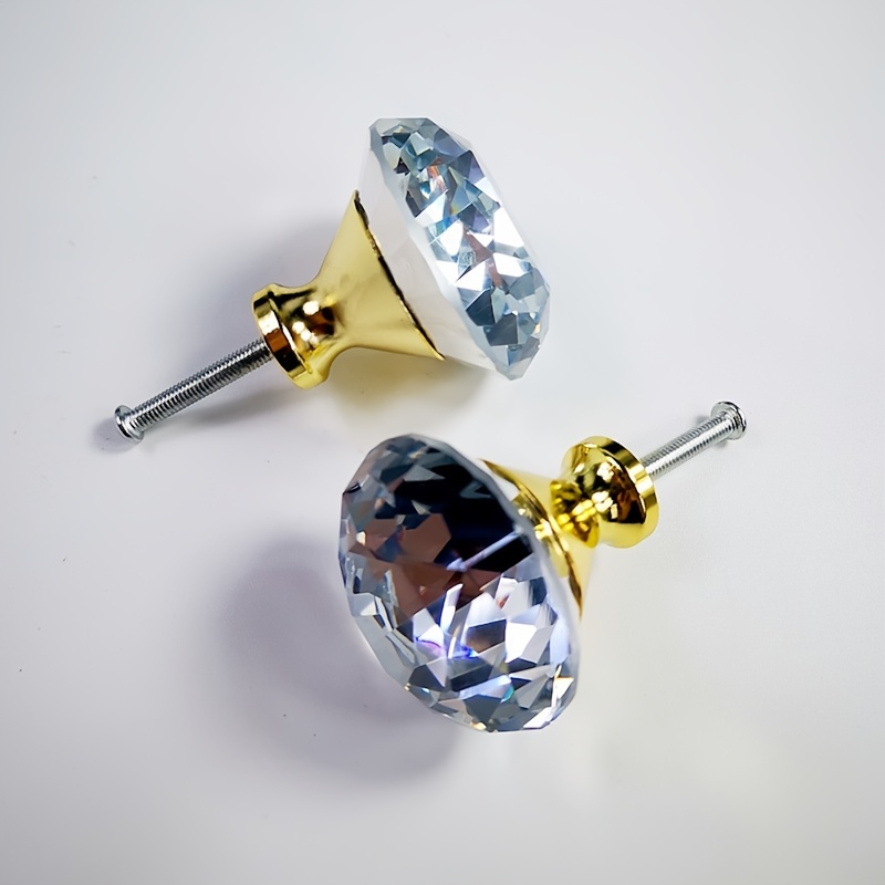 Pomos de Cristal Para Gabinete Tiradores de Cajon Con Forma de Diamante de  30 MM