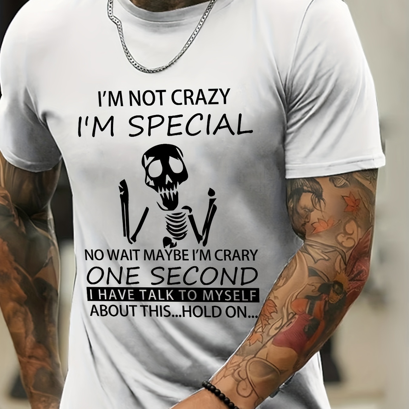 

Plus Size Men's " I'm Special" T-shirt, Comfy Elastic Tees For Summer, Men's Clothing