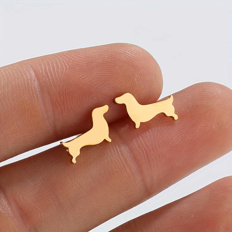 Cute Pet Paw Print Stud Earrings, Mini Golden Color Sweet