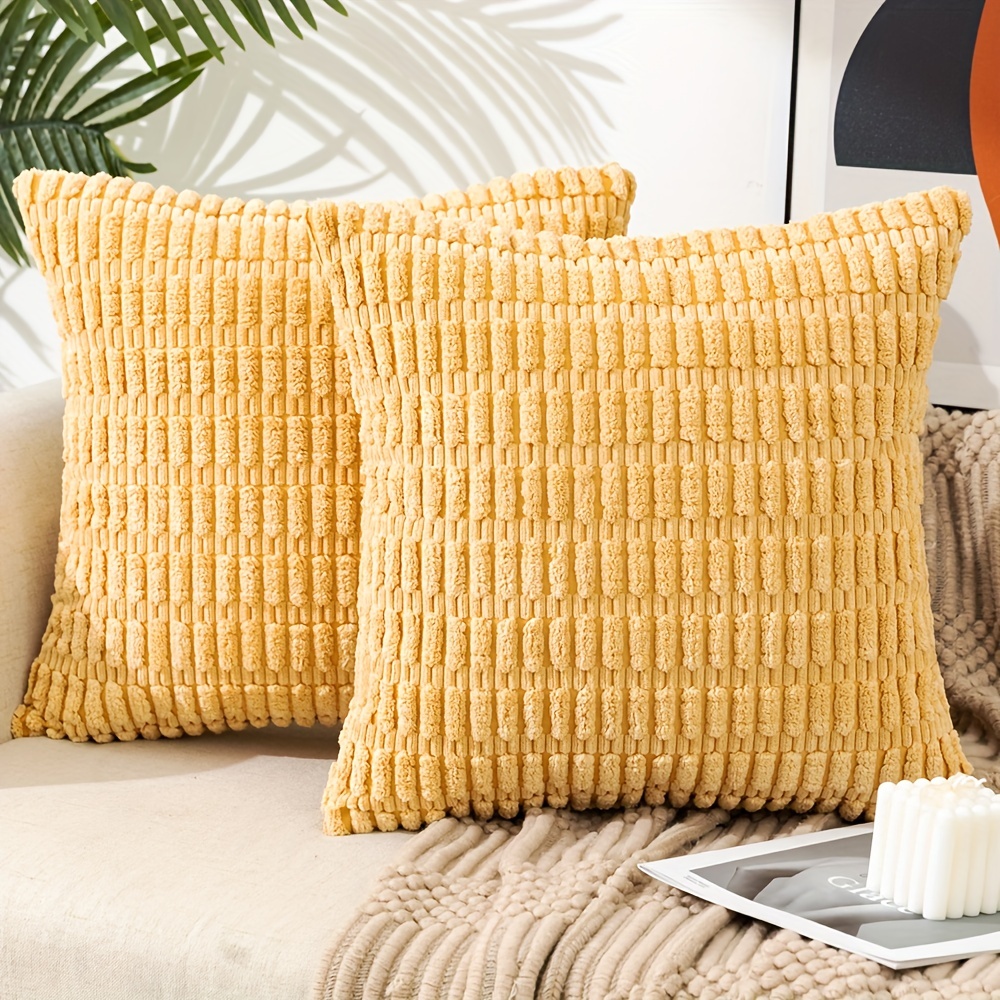 Throw Pillow With Corduroy Pillow Covers Pillow Inserts, Soft Boho Striped Throw  Pillows, Modern Farmhouse Sofa Living Room Couch Bed Home Decor, Yellow -  Temu