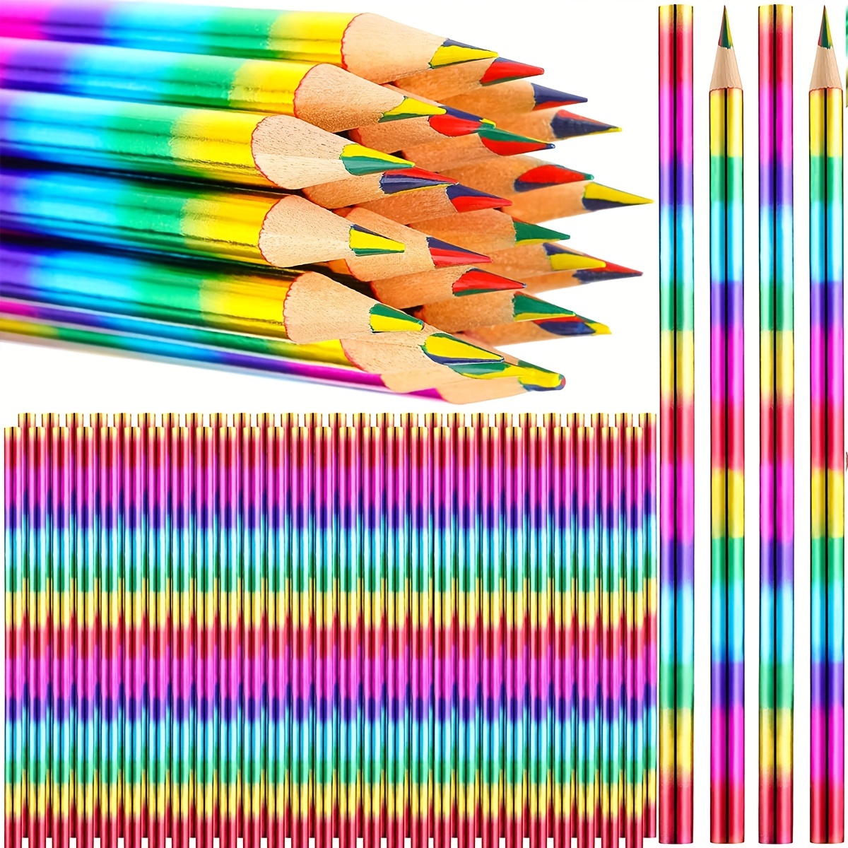 8pcs Rainbow Pencil, Wooden Colored Pencils Large Rainbow