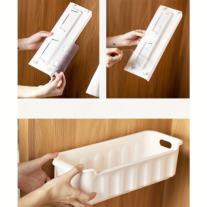 Kitchen Cabinet Door Storage Box Wall Mounted Storage Boxes Sundries Remote  Control Organizer Phone Holder Adhesive Storage Rack