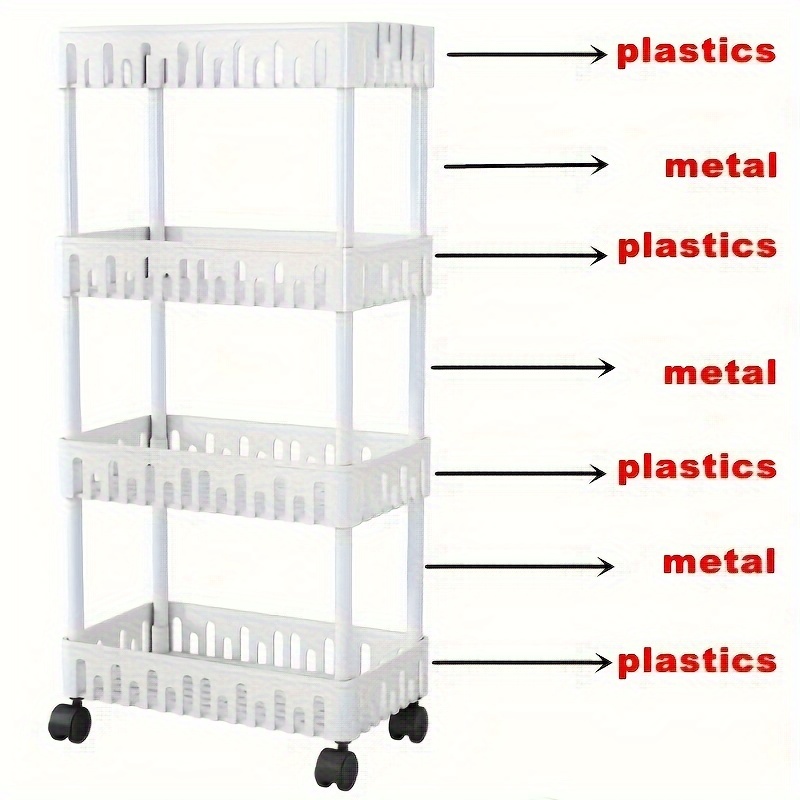 Plastic Storage Rack With Wheels 2/3/4 Layers Storage Shelf - Temu