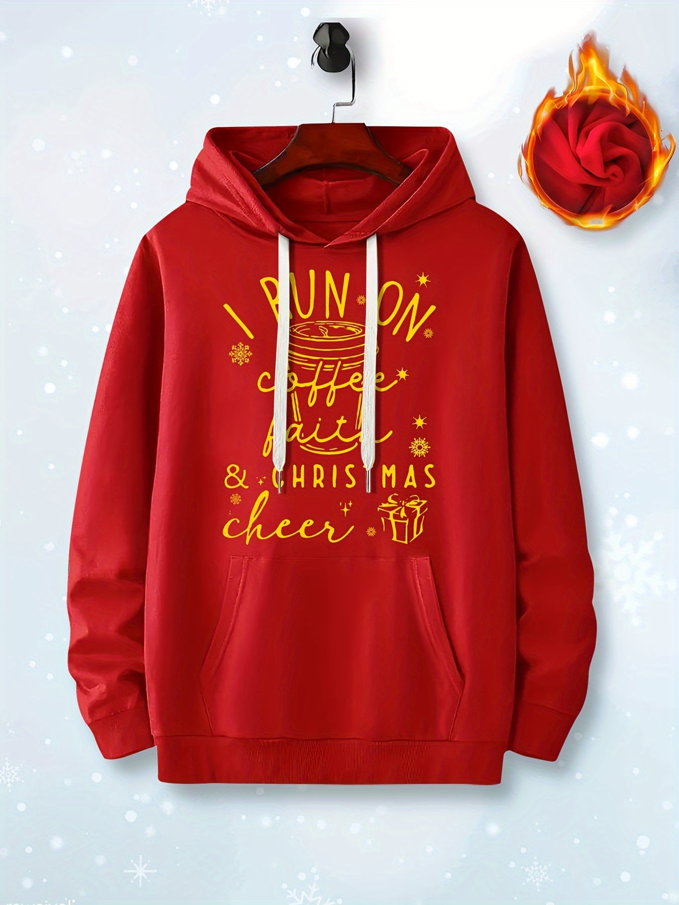 christmas kangaroo pocket hoodie casual long Temu Mauritius