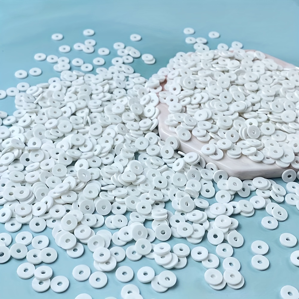 Flat Round White Polymer Clay Beads For Jewelry Making - Temu