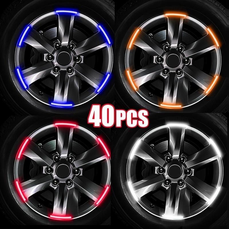 40PCS Car Stickers Glowing Wheel Hub Sticker Car Stripe Decals, Luminous  Car Stickers for Night Driving, High Reflective Wheel Stickers Decoration