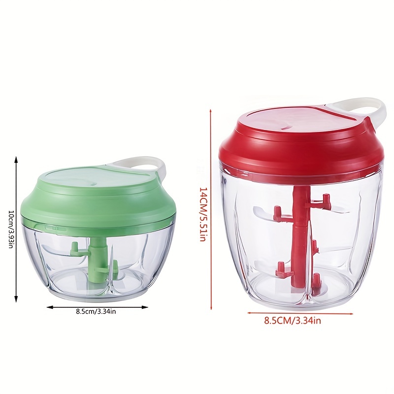 1pc 500ml Green Manual Garlic Press Mini Chopper With Pull Cord Handle,  Suitable For Chopping Garlic, Onion, Ginger And Chili, Etc.