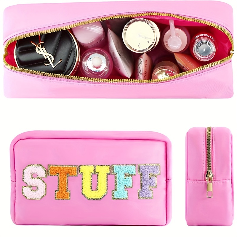 Initial Letter Patch Makeup Bag Preppy Cosmetic Stuff Make Up