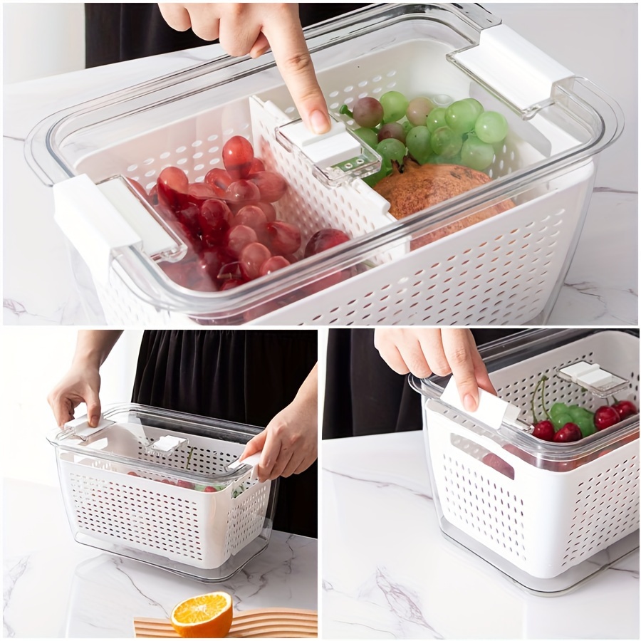 1set Vegetable and Fruit Storage Containers for Fridge Organizer Produce  Saver Containers for Refrigerator Lettuce Berry Salad Cabbage Keeper  Kitchen Organization with Lids and Air Vents
