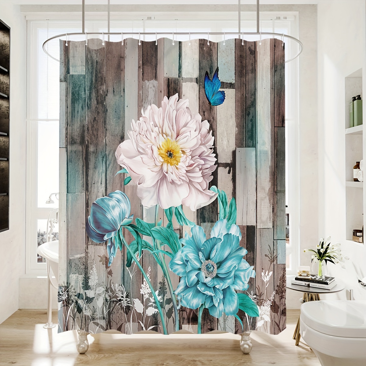 Cortina de ducha con ganchos, cortinas de baño modernas, cortinas de ducha  duraderas, cortina de baño, tela impermeable, lavable a máquina, 72 x 72