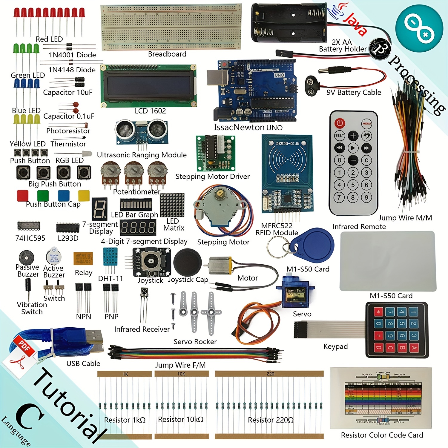  AMONIDA Kit de iniciación de componentes electrónicos, kit  básico de aprendizaje de proyectos, gran cantidad para entusiastas de la  electrónica, aprender componentes electrónicos : Electrónica