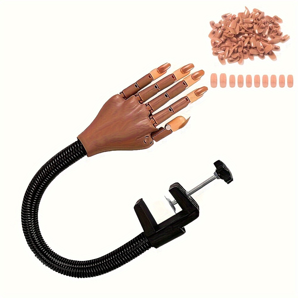 

100pcs Flexible Practice Hand For Acrylic Nails - Movable Nail Mannequin With 100pcs Nail Tips For Diy Manicure And Training - Perfect For Nail Artists And Enthusiasts