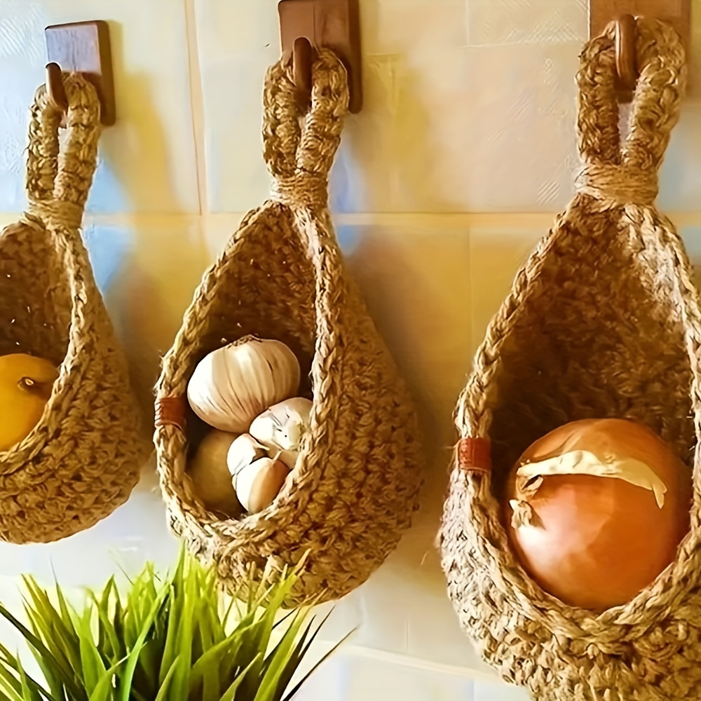 Boho Teardrop Hanging Basket for Kitchen Storage