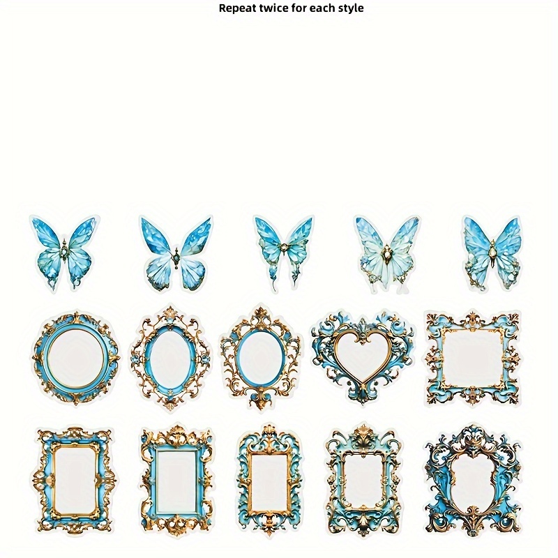 30pcs Dreamy Baroque Border Butterfly Stickers DIY Decor