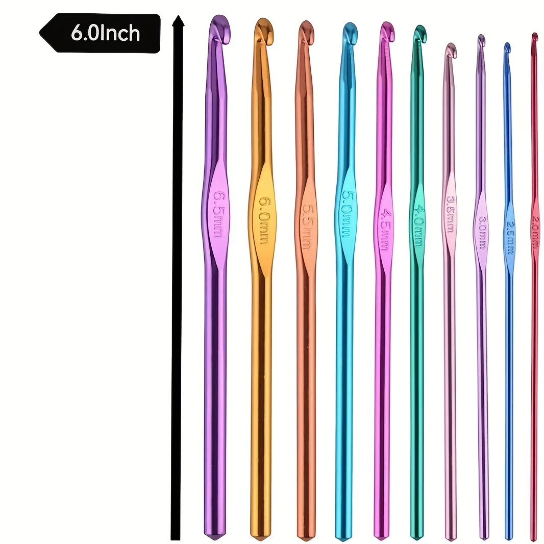 22Pcs Mixed Color Metal Crochet Hooks Set Knitting Needles with Storage  Pouch